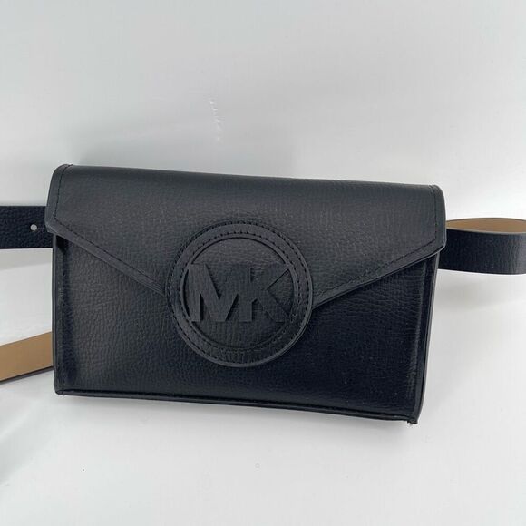 Michael MICHAEL KORS Women’s Black Leather Logo Crossbody Buckle Belt Bag L/XL - Picture 5 of 16